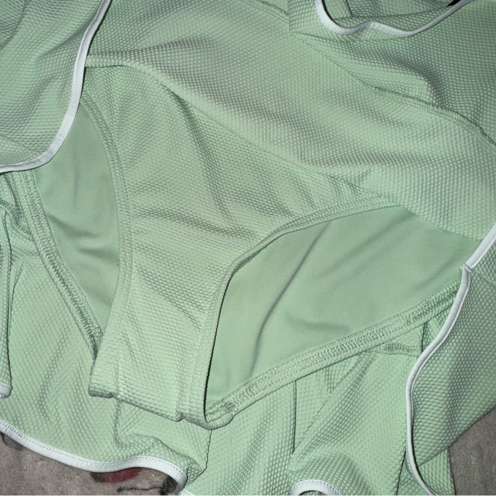 Lands End Women's Pique Ruffle Hem Mini Swim Skirt Sage Light mint green - Picture 4 of 8